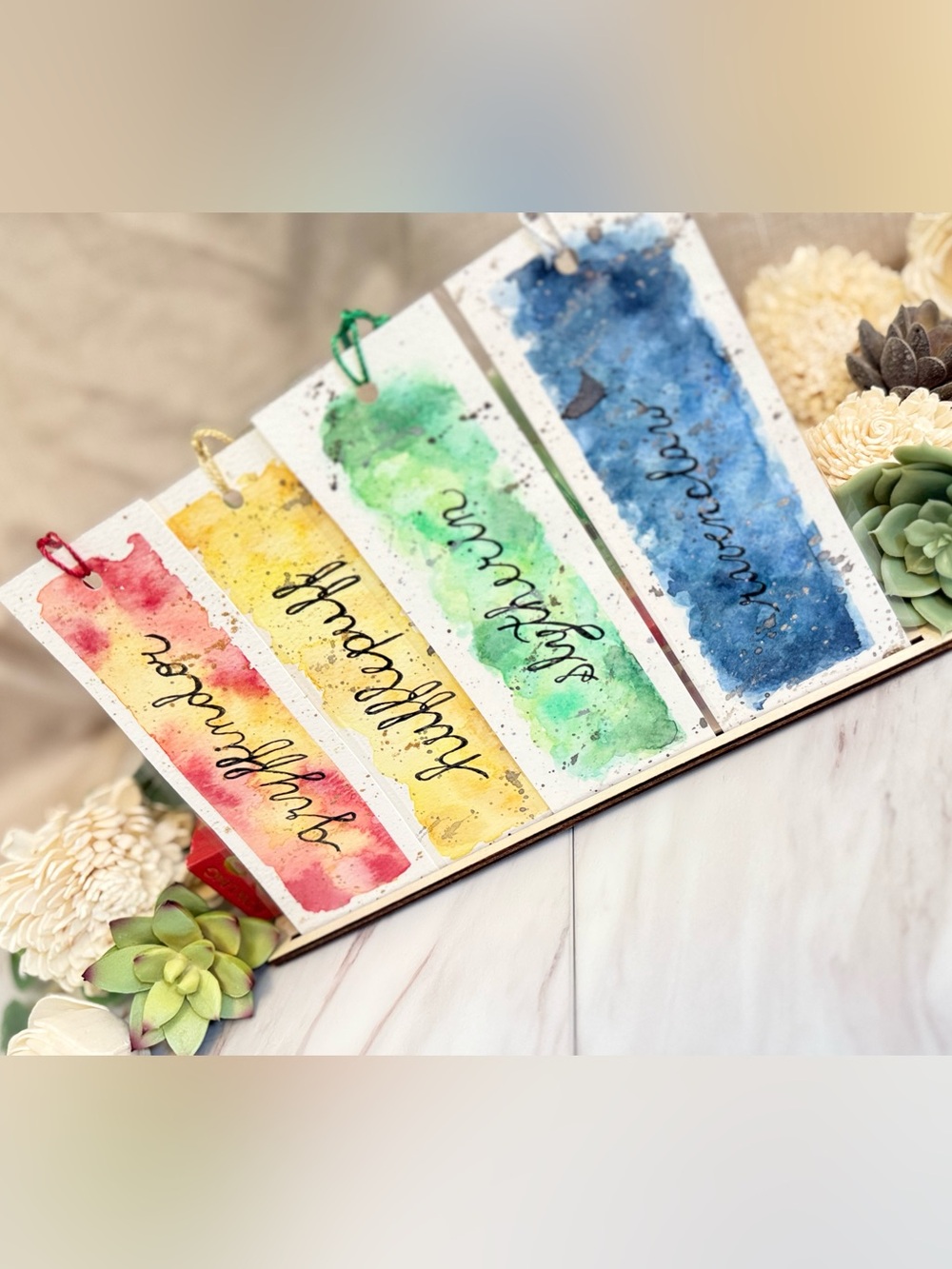 Wizard/Witch HP House Hand-Painted Watercolor Bookmarks Set